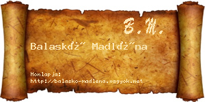 Balaskó Madléna névjegykártya